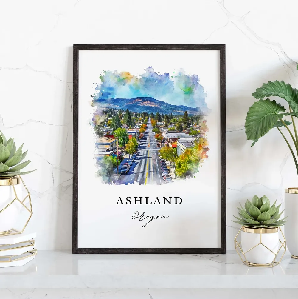 Ashland, Oregon Travel Poster, Custom Text - Image 3
