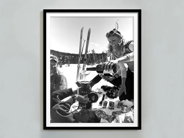 Vintage Apres Ski Poster, Ski Lodge Bar Cart Art
