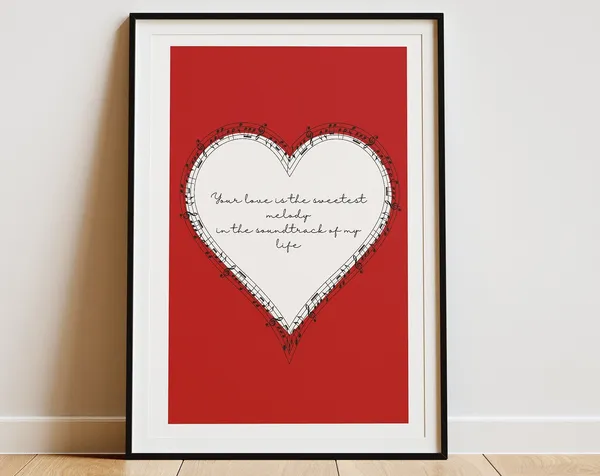 Red Heart Print With Love Message Art Print