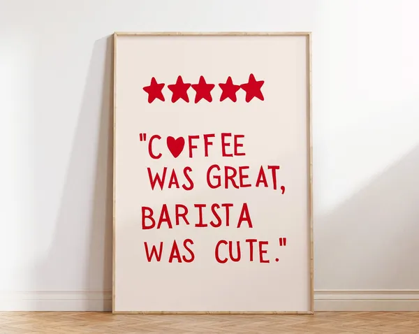 Five Star Coffee Review Minimalist Heart Art Print