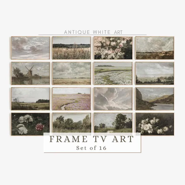 Vintage Farmhouse TV Art Bundle, Neutral Landscapes