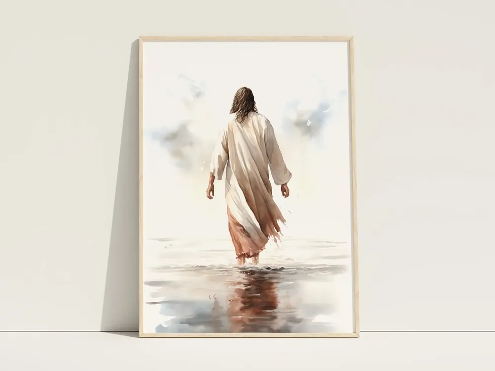 Jesus Walking On Water Bible Art Poster