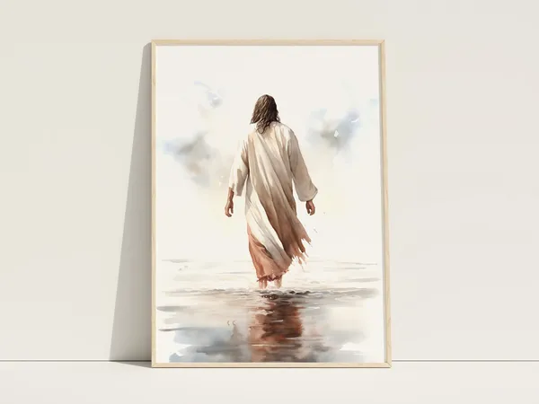 Jesus Walking On Water Bible Art Poster