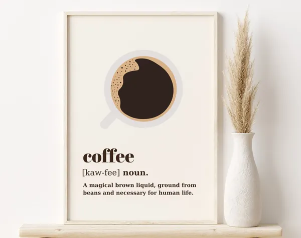 Coffee Definition Poster, Kitchen Decor