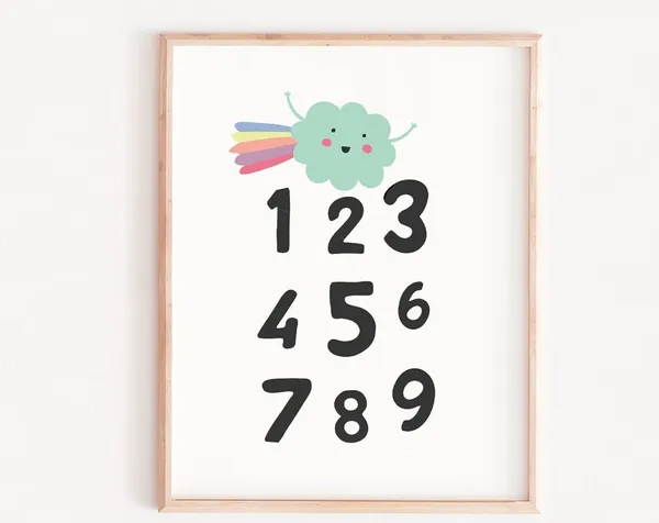 Scandinavian Numbers Nursery Poster Print