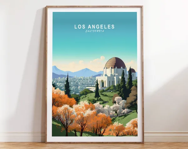 Los Angeles Travel Poster, California Wall Decor