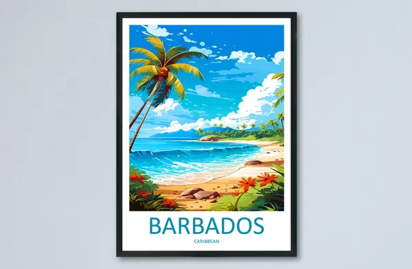 Barbados Travel Poster, Caribbean Home Decor