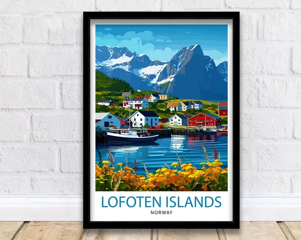 Lofoten Islands Travel Poster, Norway Wall Decor
