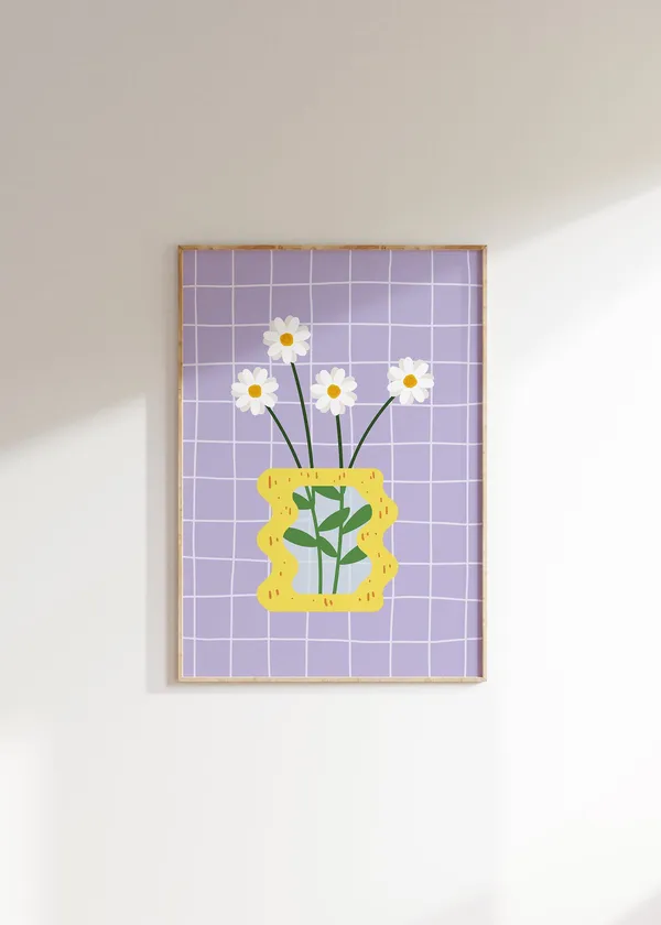 Flower Vase Art Print, Danish Pastel Decor
