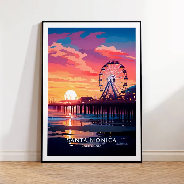 Santa Monica Travel Poster, California Home Decor