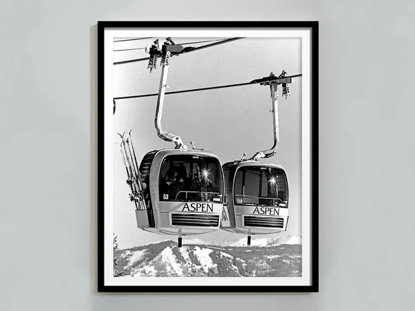 Vintage Aspen Gondola Ski Poster, Ski Lodge Decor