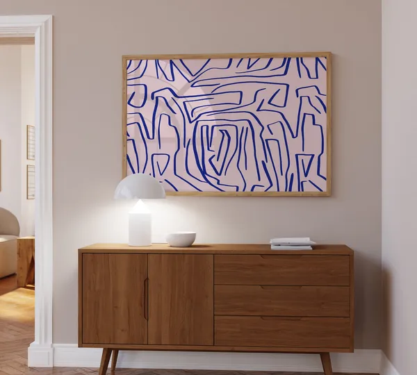 Abstract Organic Lines Pattern Art Print, Modern