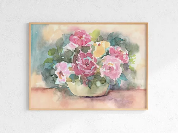 Impressionist Floral Bouquet in Vase Art Print