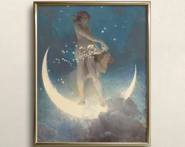 Spring Scattering Stars Nymph, Moody Art Print