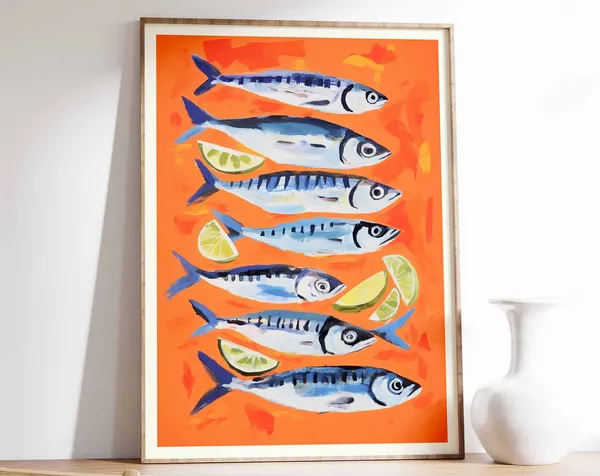 Vintage Fish Art Print, Seafood Kitchen Decor