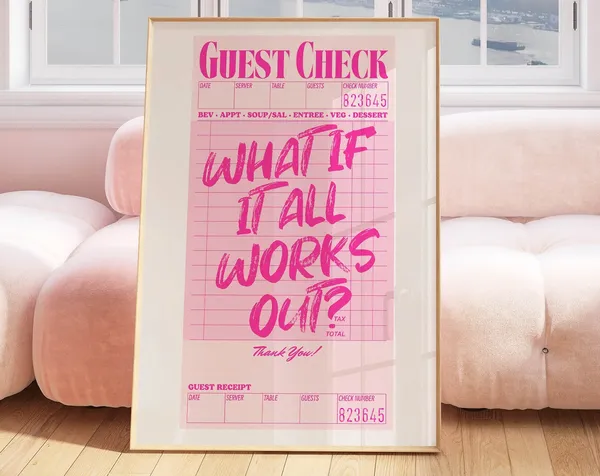 Guest Check Print Affirmation Poster, Preppy Y2K Decor
