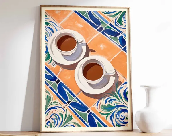 Moroccan Coffee Vintage Poster, Kitchen Wall Art