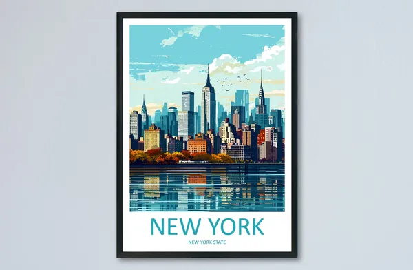 New York Travel Print, USA Wall Art for Home