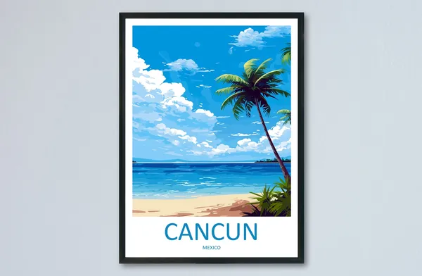 Cancun Travel Poster, Latin America Wall Decor