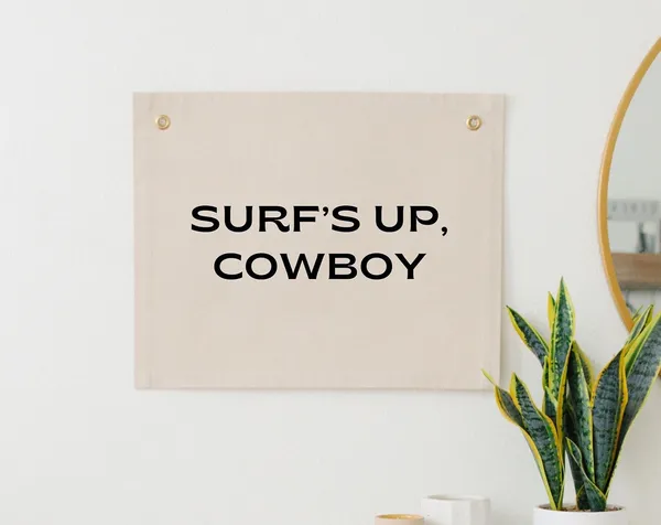 Surf's Up Cowboy Coastal Nursery Travel Poster