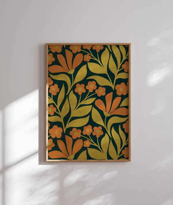 Retro Flower Poster, Mid-Century Floral Art Print