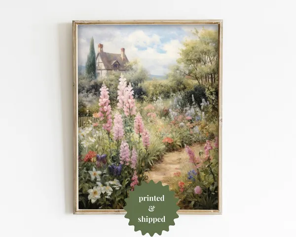English Cottage Garden Vintage Style Art Print