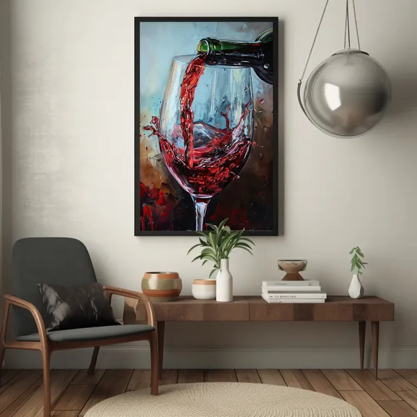 Red Wine Home Bar Art Print, Wine Lover Decor