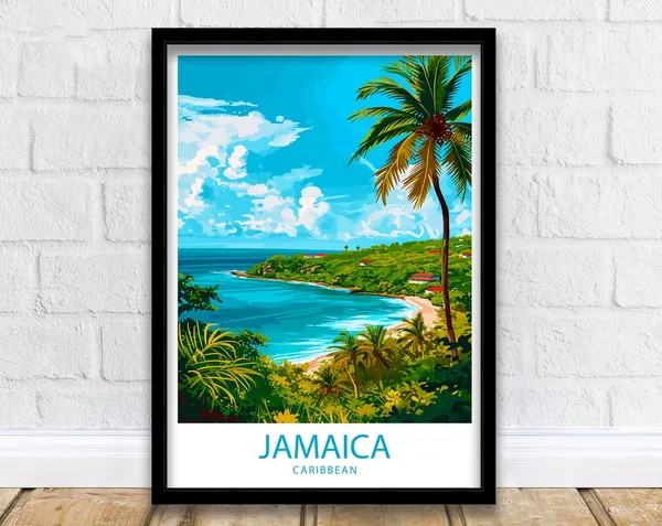 Jamaica Travel Poster, Caribbean Island Wall Decor