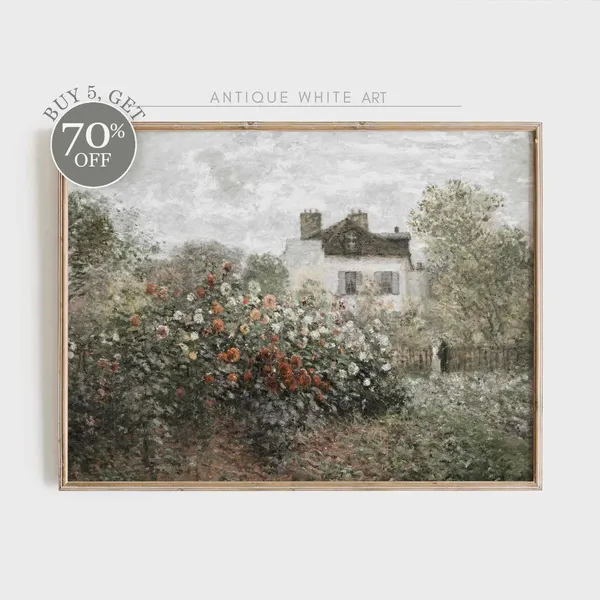 Vintage Cottage Rose Garden Wall Art, Farmhouse Print