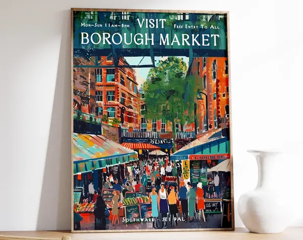 Borough Market Vintage London Travel Poster