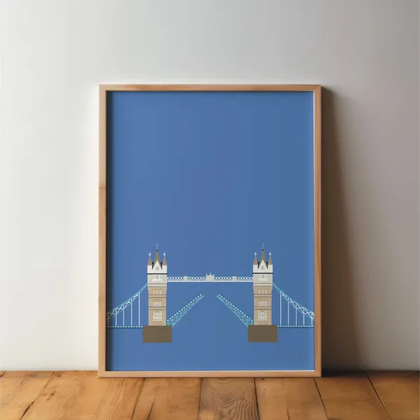 Tower Bridge London UK Poster Art Print, Minimal Modern