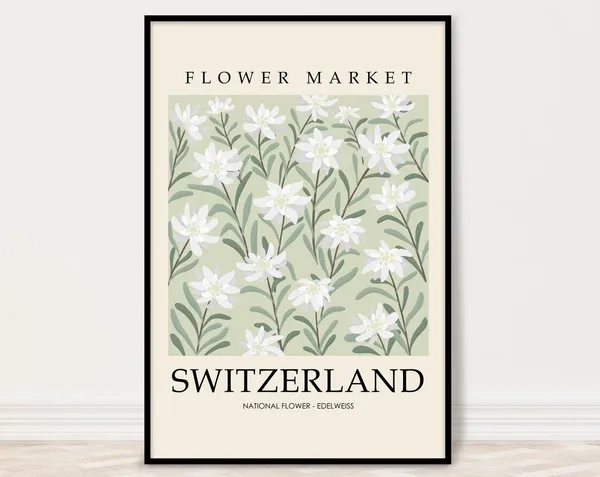 Switzerland Edelweiss Flower Market Poster