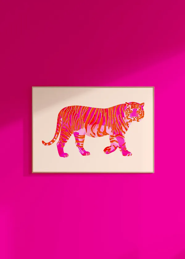 Tiger Painting, Maximalist Preppy Animal Art