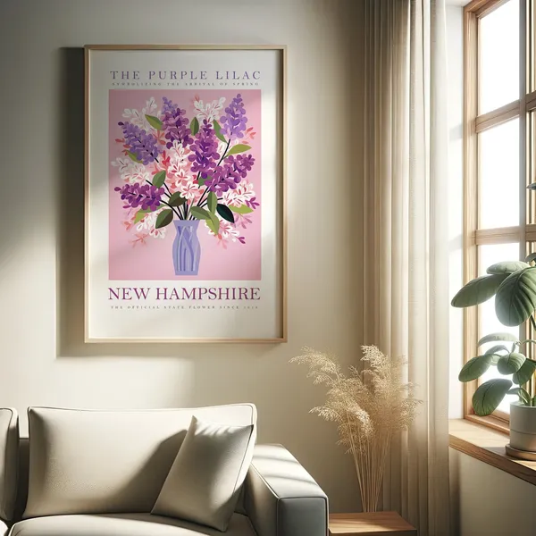 New Hampshire State Flower Purple Lilac Floral Art Print