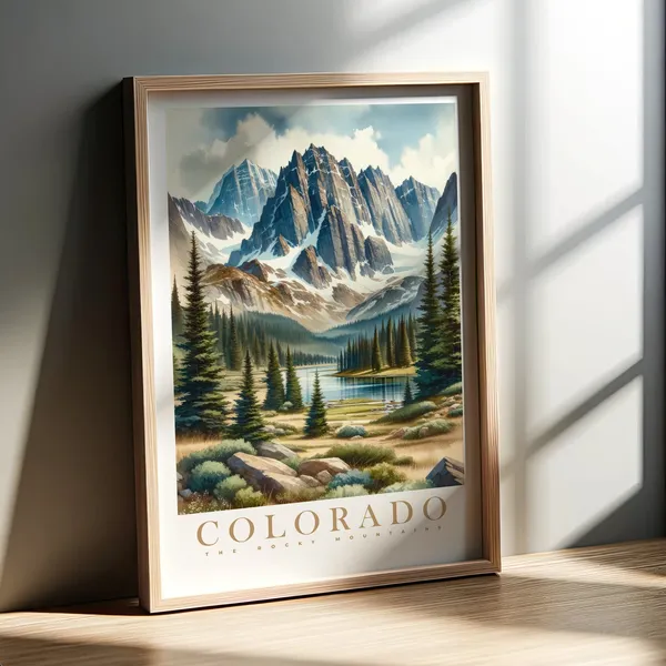 Colorado Watercolor Print, Rocky Mountains Travel Poster