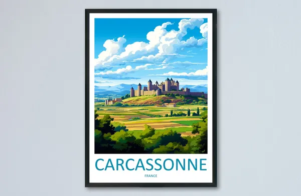 Carcassonne Travel Poster, France Wall Decor
