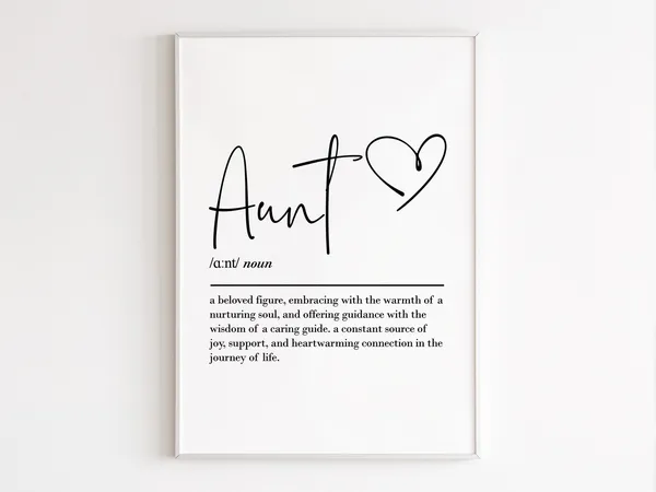 Aunt Definition Wall Art, Birthday Gift For Her
