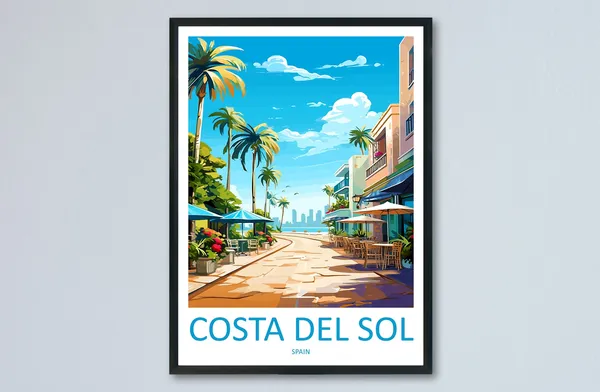 Costa Del Sol Travel Poster, Spain Wall Art