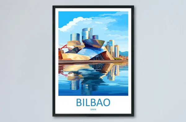 Bilbao Travel Poster, Spain Wall Decor