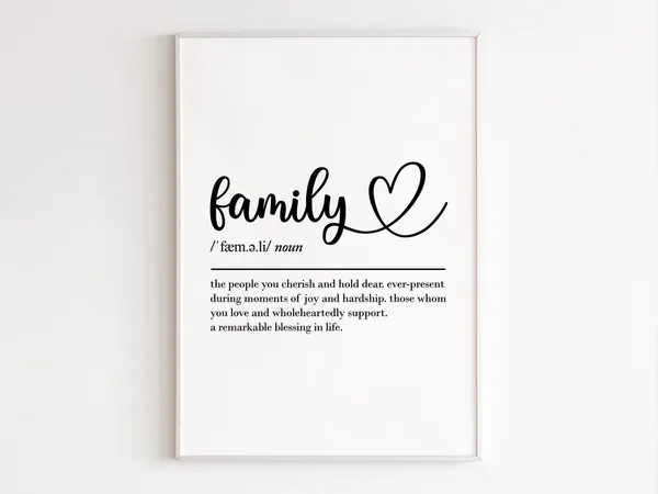 Family Definition Wall Art, Gift For Her Mum Dad