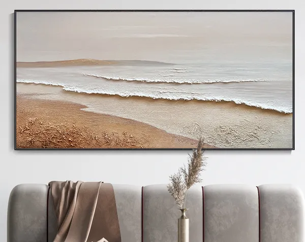 Wabi Sabi Scenic Oil Painting, Abstract Beach Print