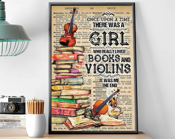 Book and Violin, A Girl Who Really Loved It Art Print
