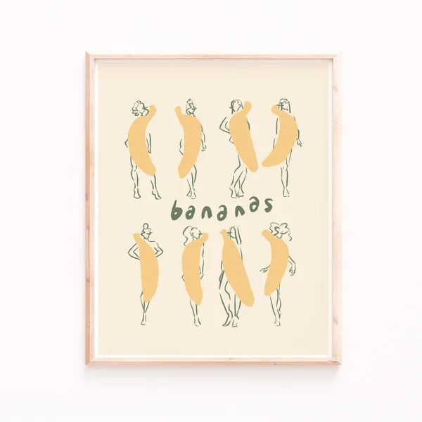 Banana Ladies Modern Kitchen Wall Art Print