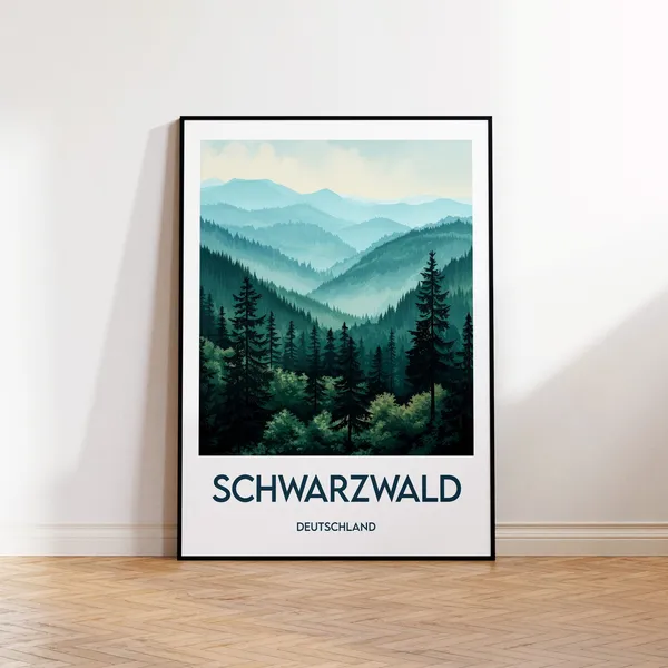 Schwarzwald Vintage Travel Poster, Black Forest Germany