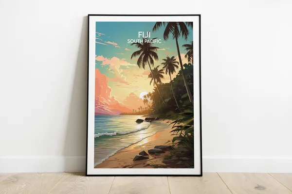 Fiji Travel Print, South Pacific Custom Personalised Poster
