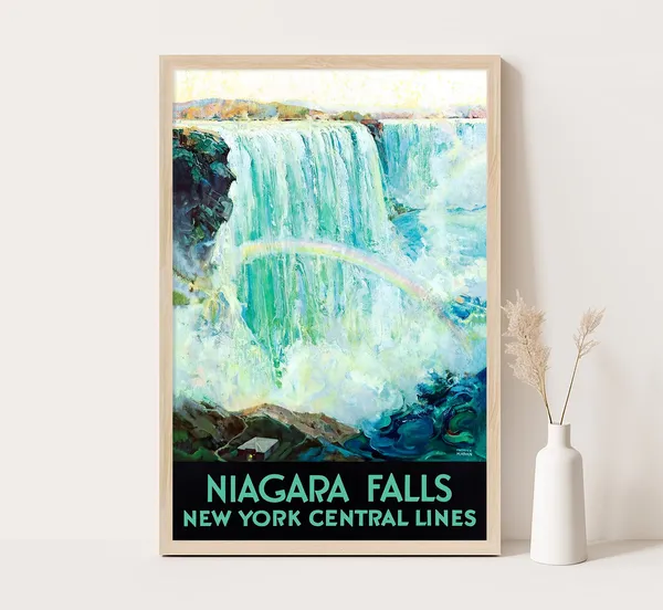 Niagara Falls Vintage Travel Poster, New York USA