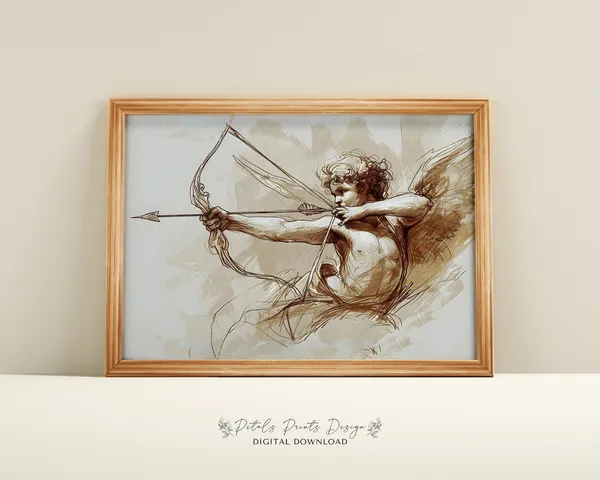 Valentine Cupid Love Art Print, Vintage Watercolor