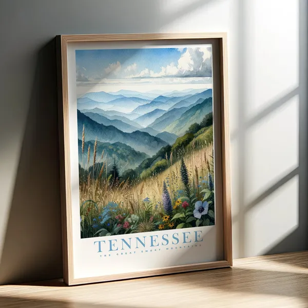 Tennessee Watercolor Print, Great Smoky Mountains