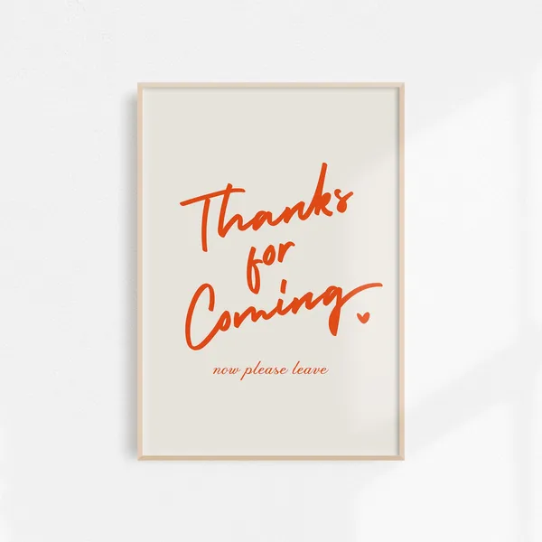Thanks For Coming Typography Bar Cart Art Print