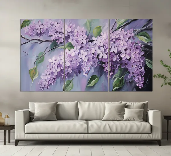 Lilac Flowers Abstract Floral Wall Art Print